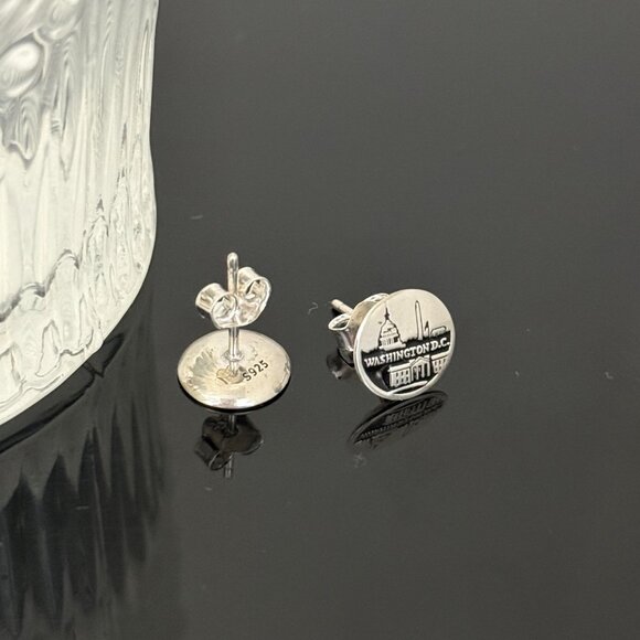 Washington, D.C. Earrings S925 Sterling Silver Handmade Ear Stud - Picture 3 of 3